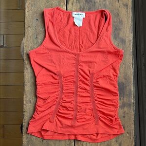 Mugler Orange Ruched Tank Top